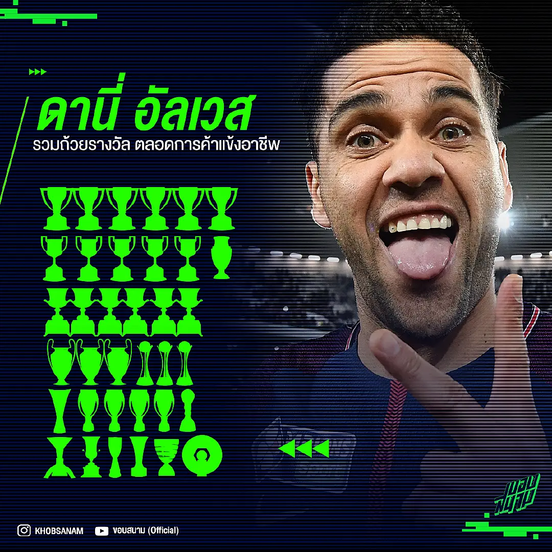 ล้นยิ่งกว่าล้น ! เปิดกรุถ้วยรางวัลที่ ดานี่ อัลเวส ได้ ตลอดการค้าแข้งอาชีพ