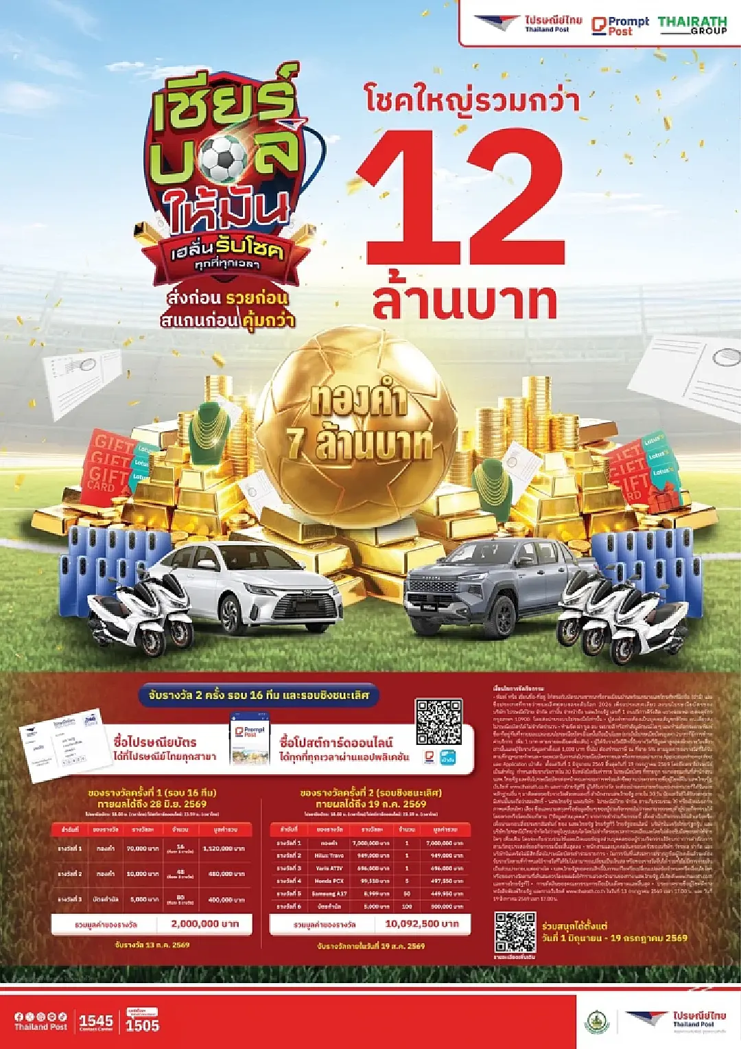 “ไปรษณีย์ไทย-ไทยรัฐกรุ๊ป” คิกออฟแคมเปญยักษ์ “เชียร์บอลให้มัน เฮลั่นรับโชค ทุกที่ทุกเวลา”