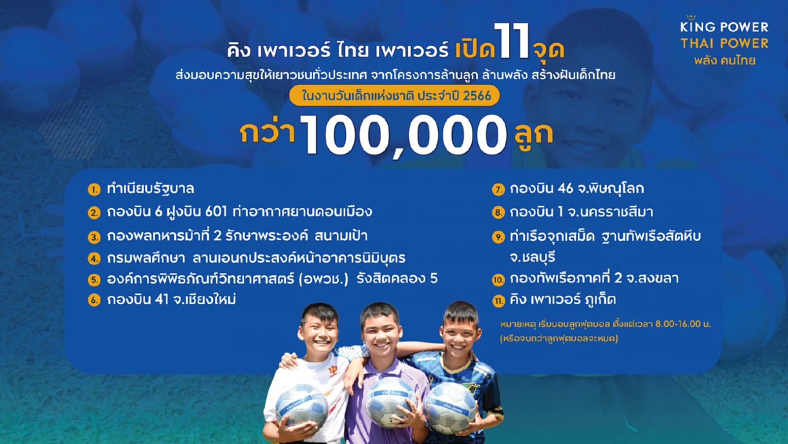 คิง เพาเวอร์ ไทย เพาเวอร์ ส่งมอบความสุขทั่วไทย แจกลูกฟุตบอลกว่าแสนลูกรับวันเด็ก คิง เพาเวอร์ ไทย เพาเวอร์ ส่งมอบความสุขทั่วไทย แจกลูกฟุตบอลกว่าแสนลูกรับวันเด็ก